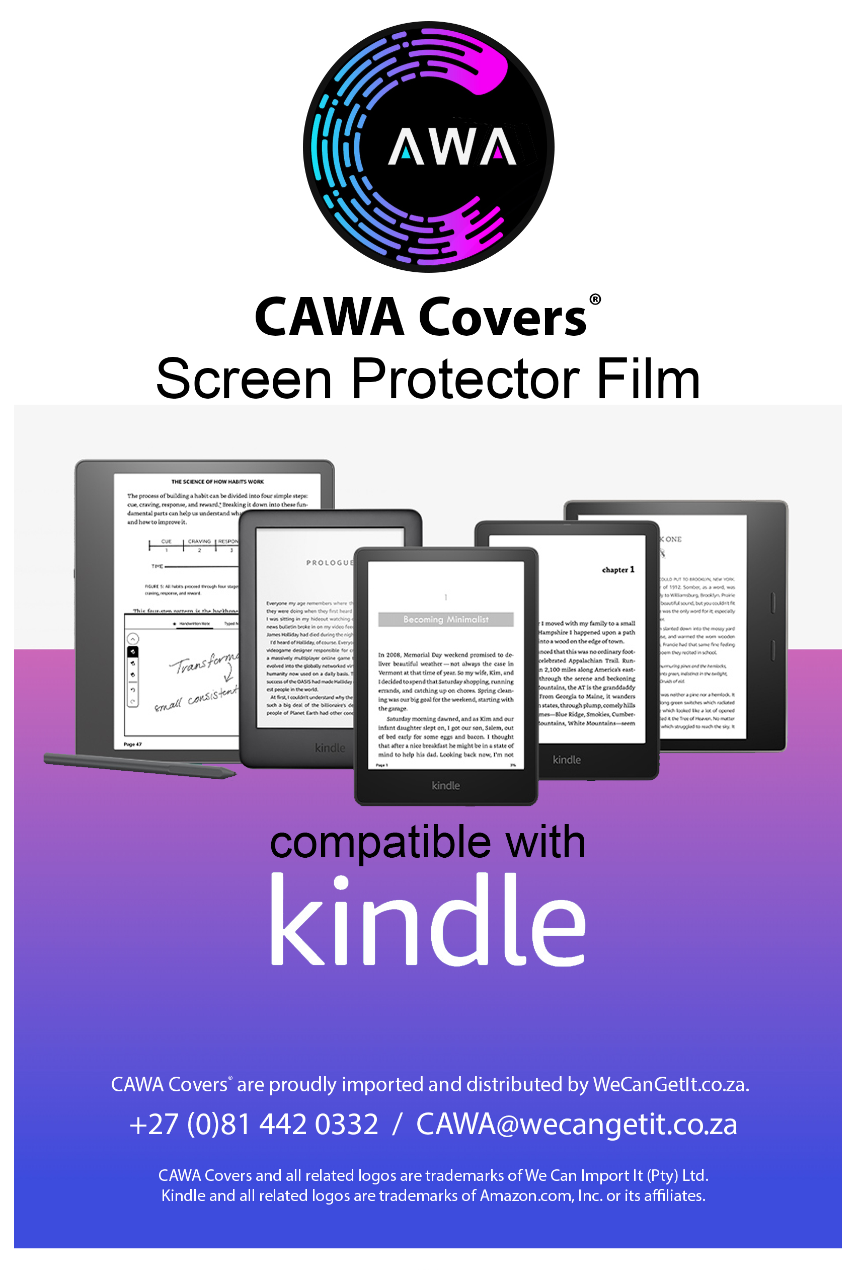 CAWA Screen protector film for Kindle