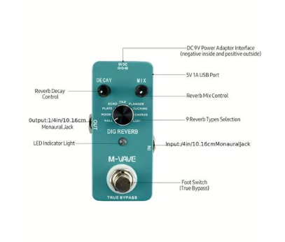 M-VAVE Dig Reverb Digital Reverb Guitar Effect Pedal - Image 4